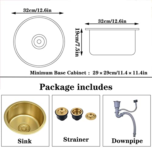 Évier rond doré compact 32 cm idéal pour optimiser un studio moderne