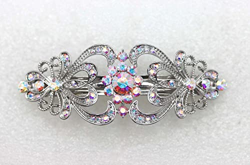 Faship Linda presilha de cabelo floral e corações de cristal AB