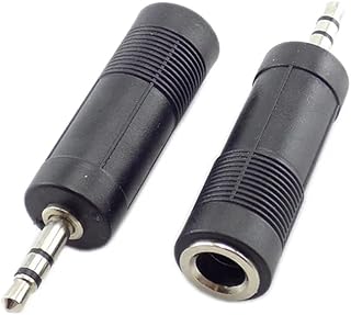 محول صوت من 3.5 ملم إلى 6.35 ملم للتخزين، من نوع أنثى إلى ذكر، منفذ ستيريو من ماي سوق ايجيبت، لون أسود، قطعتان