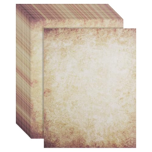 AOOSU Papel de Carta Vintage, 60 Hojas A4 Papels de Escribir Vintage, Papels de Carta Antiguo Clásico Artesanal con Alma Antigua Manualidades para Invitaciones, Escribir Cartas y Más(09)