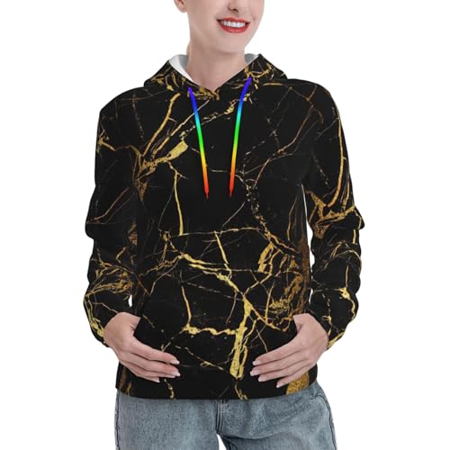 Sweat à capuche doux femme imprimé 3D marbre doré chic