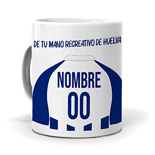 Taza personalizada con texto. Regalo original.Camiseta personalizada Recreativo de Huelva. De tu...