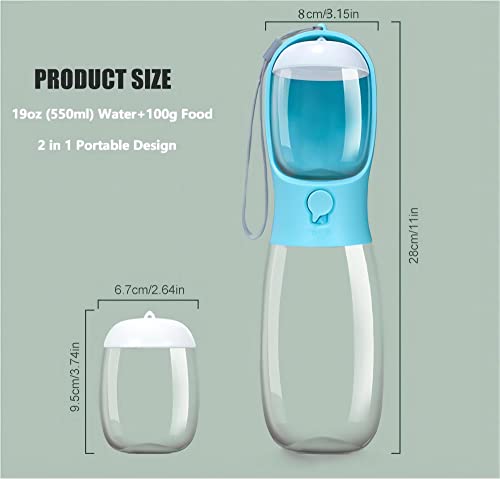 Dog Water Bottle,2 in 1 Portable Pet Water Bottle with Food Container and Replaceable Carbon Filter,Leak Proof Water Dispenser for Dog and Other Pets for Traveling,Walking,Hiking(19oz Blue) Dog Water Bottle,2 in 1 Portable Pet Water Bottle with Food Container and Replaceable Carbon Filter,Leak Proof Water Dispenser for Dog and Other Pets for Traveling,Walking,Hiking(19oz Blue)