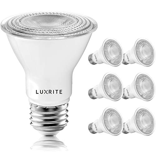 LUXRITE 6 Pack PAR20 LED Bulbs, 50W Equivalent, 3000K Soft White, Dimmable LED Spotlight Bulb, Indoor Outdoor, 7W, 500 Lumens, Wet Rated, E26 Standard Base, UL Listed -  LR31601