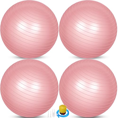 Image of Leyndo 4 Pcs 26 Inch Yoga Exercise Ball Pilates Pregnancy Birthing Fitness Ball with Quick Pump Anti Burst for Improved Posture, Balance, Yoga, Pilates, Training