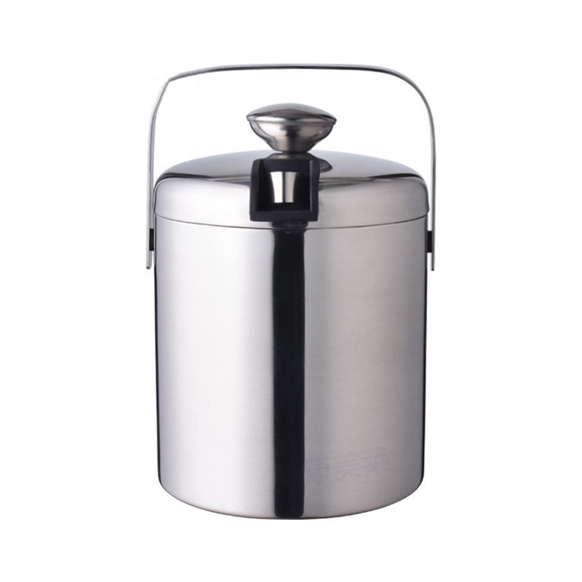 Eiskübel Edelstahl Eiswürfelbehälter isolierter Eisweinkühler tragbarer doppelwandiger Eisbehälterkorb mit Zange und Wasserfilter für Hausbar und Partys Silber 1,3 l 8,9 x 5,5 x 5,5 Zoll