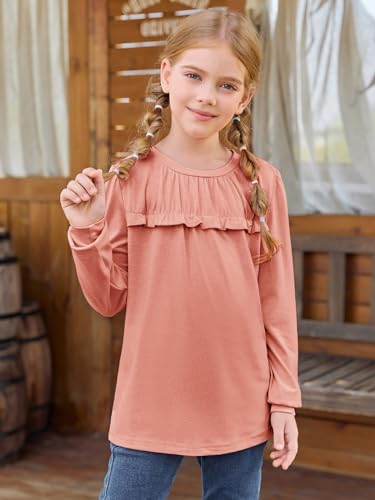 Image of Haloumoning Girls Crew Neck T Shirts Peplum Babydoll Tops Tees 4-15 Years | Girls T-Shirts, Casual Loose Tunic Tops, Cute Ruffle T Shirts, Short Sleeve Shirts, Long Sleeve Blouse