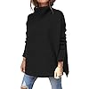 LILLUSORY Oversized Ugly ChristmasTurtleneck Pullover Sweater Women 2025 Long Tunic Cozy Winter Trendy Plus Size Poncho Dress Cute Turtleneck Fashion Work Old Money Clothes Outfit Clothing Black