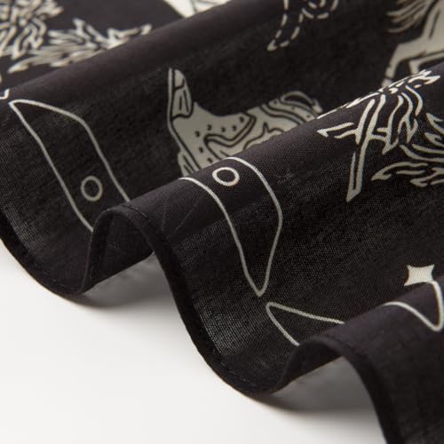 GT BANDANA 22\"x22\" Cowboy Cotton Bandana Multi-Purpose Headbands (Black)