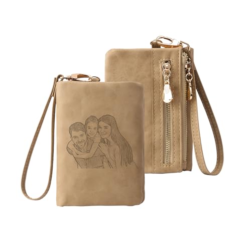 Personalized Photo Wallet for Women – Custom Engraved Leather Wallet with Credit Card Slots, Gift for Mom, Wife, Sister, Daughter, Friends – Birthday, Anniversary, Mother’s Day (Brown)
