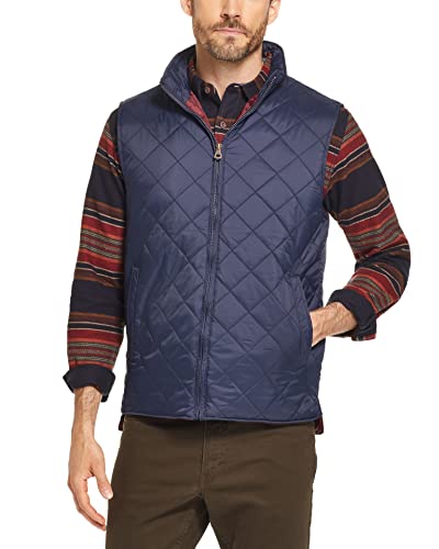 Weatherproof Vintage Men's Diamond Quilted Puffer Vest - Lightweight Insulated Sleeveless Jacket, Black Puffer Vest for Men, Water Resistant Men's Vest Outerwear, For All Seasons, Navy X-Large