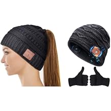 HIGHEVER Wireless Musical Bluetooth Cap Beanie with Speaker for Outdoor Winter Sport Tech Birthday Mens Gifts for Him/Teens/Boys/Girls Black