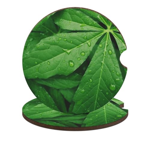 Portavasos para carro hojas verdes, set 2 unidades 2.6" miniatura 1