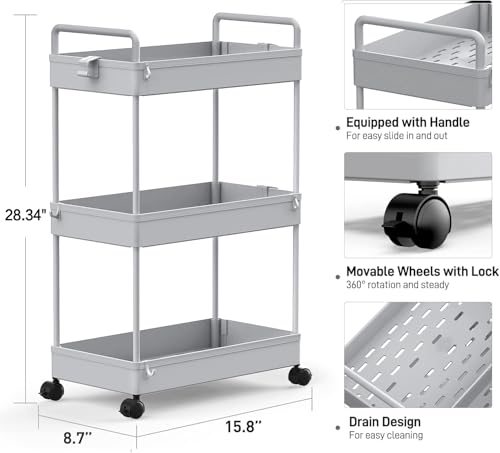 SOLEJAZZ-Rolling-Storage-Cart-3-Tier-Utility-Cart-Mobile-Slide-Out-Organizer-Bathroom-Standing-Rack-Shelving-Unit-Organizer-for-Kitchen-Bathroom-Laundry-Room-Gray SOLEJAZZ Rolling Storage Cart 3 Tier Utility Cart Mobile Slide Out Organizer Bathroom Standing Rack Shelving Unit Organizer for Kitchen Bathroom Laundry Room Gray