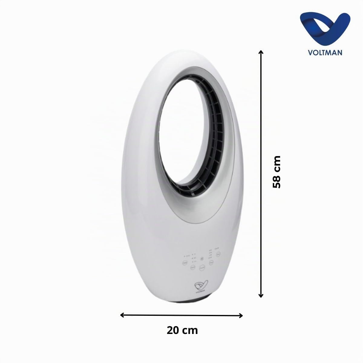 Voltman - Ventilateur colonne Blanc silencieux et oscillant - 60W - Télécommande 3 vitesses