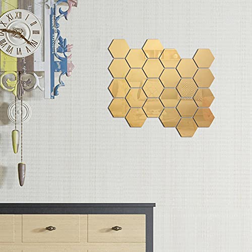 Pegatinas de pared de espejo hexagonal, decoración acrílica decorativa para el hogar, sala de estar, dormitorio y baño