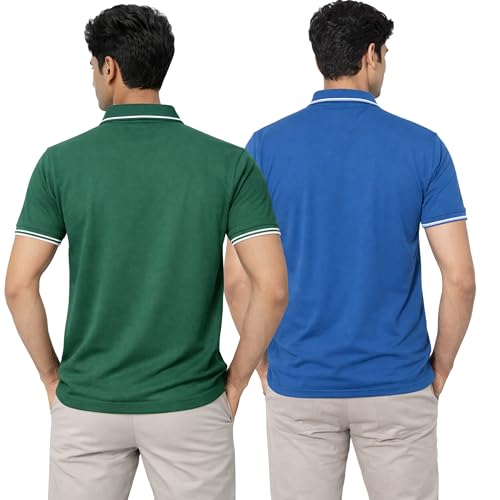 Image of Hangout Hub Men's Polo T Shirt | Solid | Plain Regular Fit Tees|Collar T-Shirts|Half Sleeves|Set of 1 & 2|HH.MP.MAR