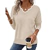 OFEEFAN Womens V Neck Sweaters Pullover Cozy Lightweight Sweaters Long Sleeve Tops Winter Clothing 2026