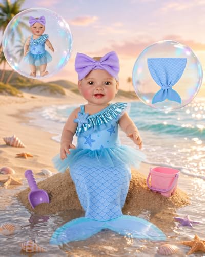Muñeca Sirena para baño y juego con toalla 15 pulg miniatura 1