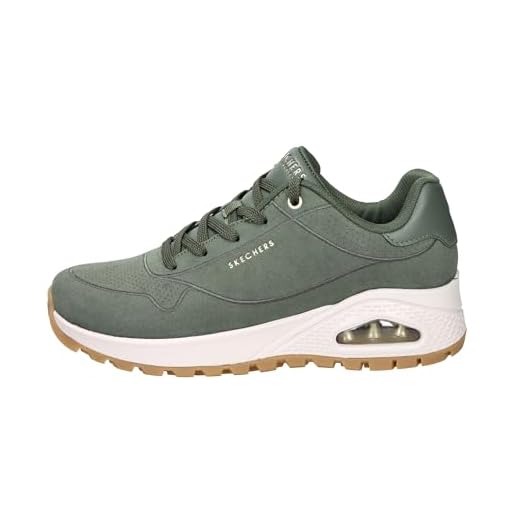 Skechers Uno Rugged Chillproof, Zapatillas Mujer, Olive Suede/Duraleather/Embroidery Trim, 37 EU