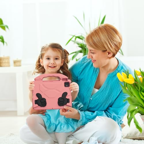 Funda para iPad Pro 11 infantil resistente a caídas con asa anticaídas rosa 7