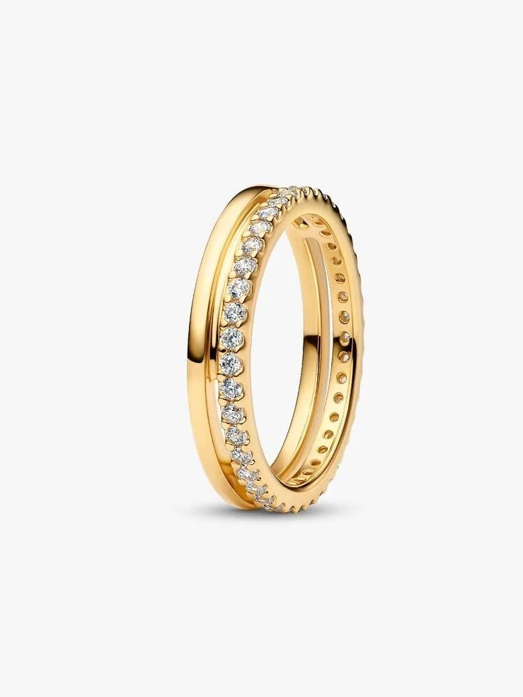 PANDORA Damen-Ring Doppelband Goldfarben 163799C01
