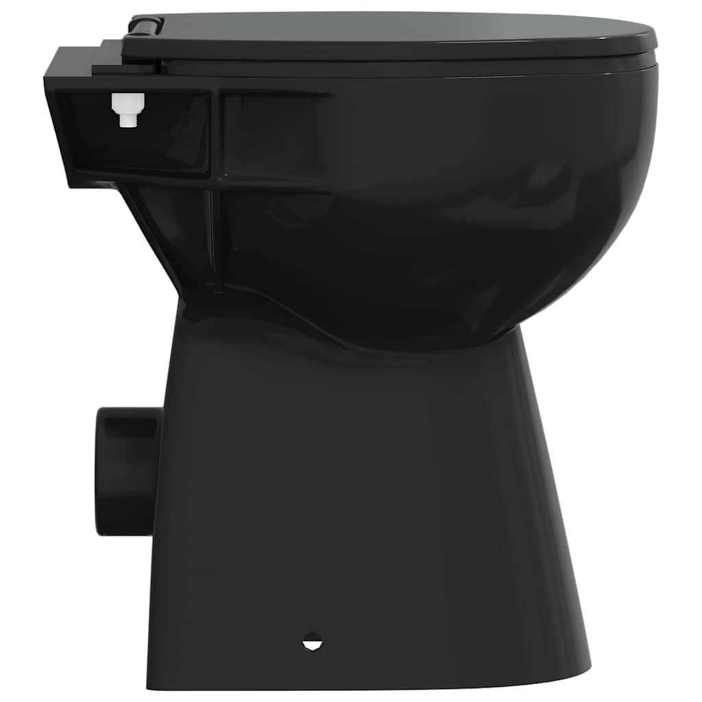 WC bez krawędzi spłukiwania, czarna, 7 cm, podwyższona, ceramiczna deska sedesowa z pokrywą Soft-Close