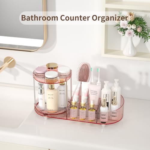 Image of Makeup Organizers for Vanity, 2 Rotating Perfume Trays and 5-Compartment