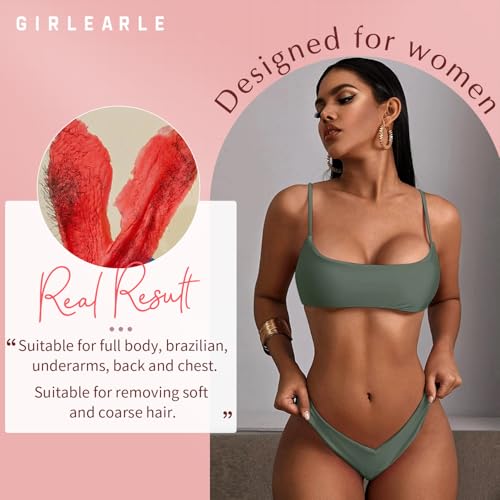 Image of GIRLEARLE 1LB Hard Wax Beads for Hair Removal, Low Melt Hard Wax Beads with Red Rose Formula, Wax Beads for Brazilian Waxing & Sensitive Skin, Stripless Hard Wax for Bikini, Face & Body At-Home Waxing