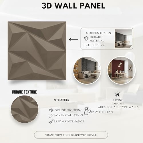 Image of Kayra Decor 3D PVC Wall Panel Alps Design, Mega Graige Color 19.7 inch x 19.7 inch (Pack of 18) - Covers 48.51 Sq. Ft.