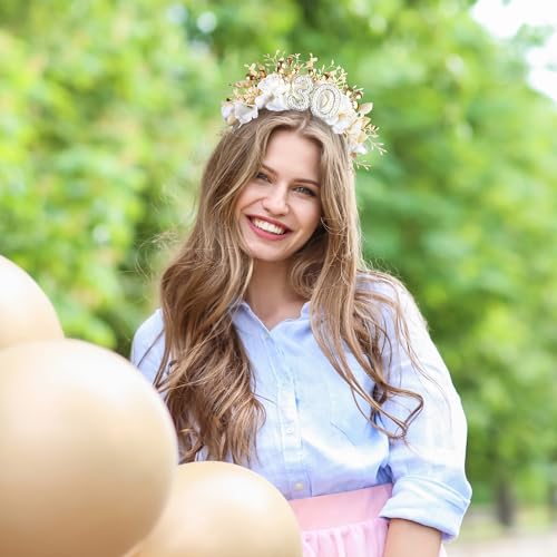 30th-Birthday-Headband-Handmade-Pink-30th-Birthday-Crown-Happy-30th-Birthday-Accessory-with-Flowers-and-Pearls-for-Women