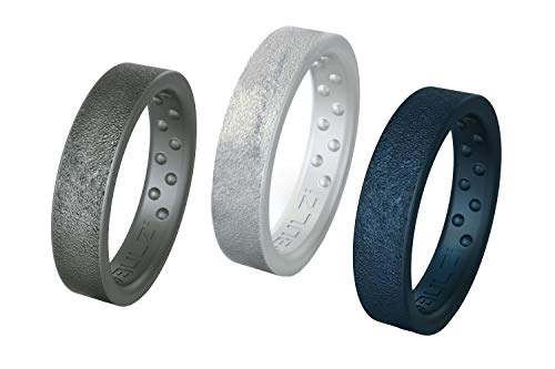 BULZi Wedding Bands, Massaging Comfort Fit Hammered Finish Silicone Ring with Airflow