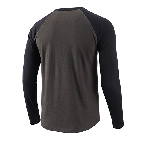 Men's Henley Shirts Raglan Long Sleeve Slim-Fit Casual Cotton Baseball Tee Shirt2
