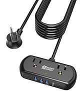 SUPERDANNY Power Strip with USB, 9.8ft Mini Desktop Charging Station with 2 Wide-Spaced Outlets &amp;...