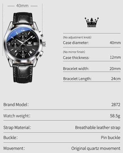 Image of OLEVS Men's Watches Brown Leather with Date,Casual Watches for Men,Large Face Watches Men,Chronograph Mens Watch,Sport Waterproof Business Dress Analog Quartz Men's Wrist Watches Reloj De Hombre