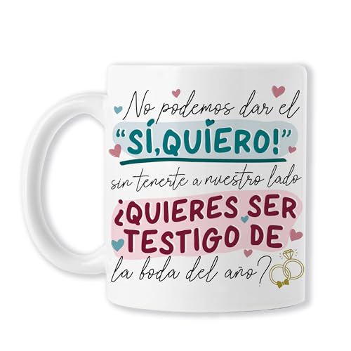 BAOBAB REGALOS TESTIGOS DE BODA (¿Quieres ser Testigo de la Boda del Año? - Para Regalar - Novios - Casados - Definición testigo - Tarjeta de petición. - Taza para Enlace)