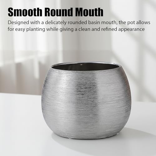 Cache-pot en céramique et pot de fleurs d'intérieur moderne argent - 4