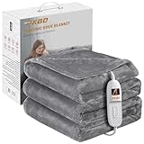 PKBD Electric Blanket Throw,160x130CM Heated Blanket with 9 Heat Settings and Up-to-9-Hours Auto-Off Timer,Machine Washable,Fast Heating,for Home & Office Use,Grey Image