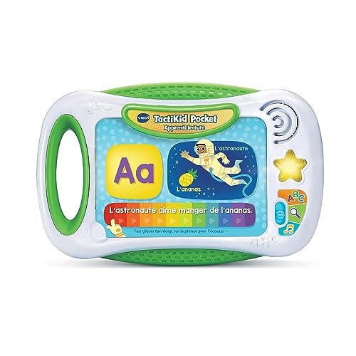 VTech - TactiKid Pocket Apprenti Lecture, Tablette Tactile sans Écran, Jouet Interactif pour Apprendre à Lire, 14 Fiches d'Activités, Cadeau Enfant de 4 Ans...