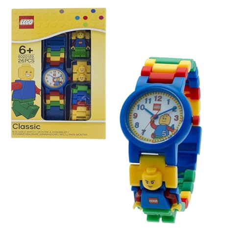 Image of LEGO Classic 8020189 Kids Minifigure Link Buildable Watch | Black /Yellow | Plastic | 25mm case Diameter | Analogue Quartz | Boy Girl