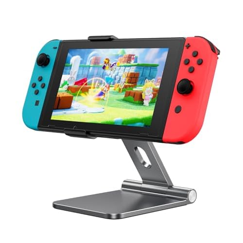 SiWiQU Magnetic Switch Stand, Foldable Portable Holder Compatible with Nintendo Switch OLED, Adjustable Aluminum Alloy Compact Play Stand Mount
