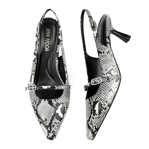 JENN ARDOR Slingback Low Kitten Heels for Women Dress Shoes Pointed Closed Toe Stiletto Sandals Bridal Wedding Party Office Work Pumps