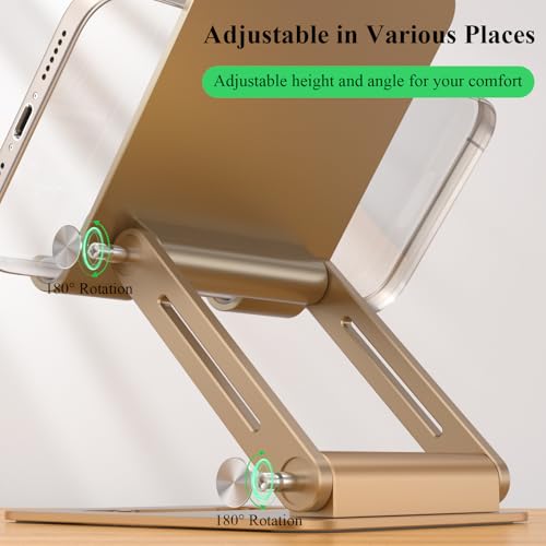 Support tablette réglable et support smartphone doré compatible iPhone 15 14