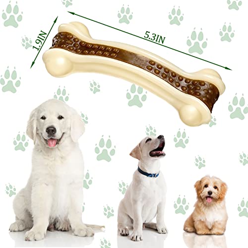Sosation Dog Bones Toys for Aggressive Chewers, 2 Pack Dog Chew Toys Nylon Beef Flavor Indestructible Dog Teething Toys for Large/Medium/Small Puppies Breeds (Curved Bone, Medium)