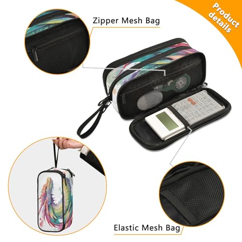 Image of Watercolor Dragon Pencil Case Box Boys Girls Large Pencil Pouch with Zipper Compartments Big Capacity Stationery Pen Bag Organizer for Kids Teens Adults School Office