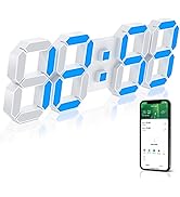 EDUP HOME 15" Multicolor LED Digital Wall Clock Alarm Clocks with APP Control, 3D LED Light Decor...