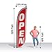LookOurWay Feather Flag Banner - 12 Feet Tall Advertising Sign Swooper Flag Only, No Poles - Grand Opening Flags - Open Red & White (10M1200104)