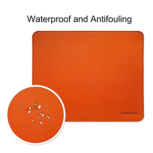 Fosmihao Leather Mouse Pad - Wood Mouse Pad, Double Side Mouse Pad With Stitched Edge, Waterproof Ultra Thin Mouse Pad For Computers, Laptop, Office & Home, 10.2 X 8.3 Inch, 1 Pack (Orange) #TOP3