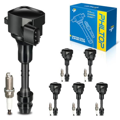 Image of PHILTOP Ignition Coil UF349 & Iridium Spark Plugs Fit for Nissan Frontier | Nissan Frontier 2005-2016, Murano 2003-2007, Pathfinder 2001-2012, Xterra 2005-2015, Maxima 2002-2008, Altima, UF349