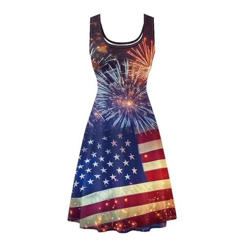 Image of Dreaweet Casual Sleeveless Dresses for Women Girls, Round Neck Tank Dresses with Pockets Summer Sundress Size XS-4XL
